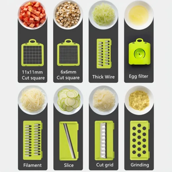 14pcs/Set Vegetable Chopper,Multifunctional Fruit Slicer,Manual Food Grater,Cutter With Container,Mincer Chopper,Kitchen Stuff – Image 4