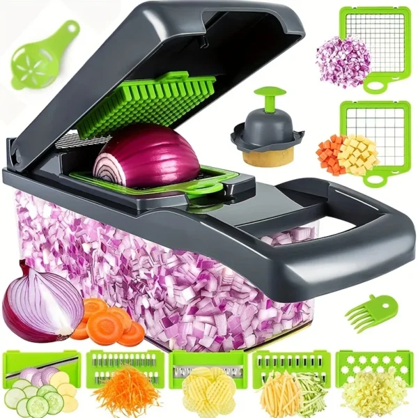 14pcs/Set Vegetable Chopper,Multifunctional Fruit Slicer,Manual Food Grater,Cutter With Container,Mincer Chopper,Kitchen Stuff