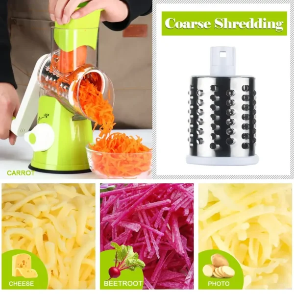 3-in-1 Safe Manual Vegetable Chopper Rotation Fruit Slicer Food Grater Potato Peeler Carrot Graters Multi-function Kitchen Tools – Image 2