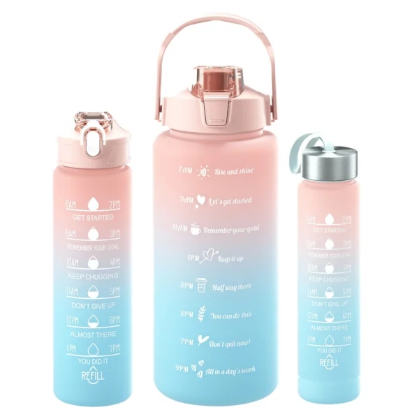 3PCS 2000ml 800ml 280ml Gradient Water Bottles Set Portable Motivational Sports Water Bottle With Time Marker Outdoor Fitness – Image 7