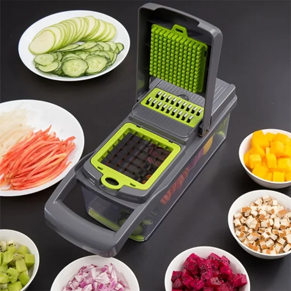 14pcs/Set Vegetable Chopper,Multifunctional Fruit Slicer,Manual Food Grater,Cutter With Container,Mincer Chopper,Kitchen Stuff – Image 3