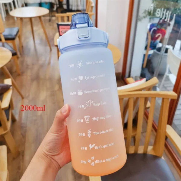 2 Liters Water Bottle Motivational Drinking Bottle Sports Water Bottle With Time Marker Portable Reusable Plastic Cups 900ml – Image 9