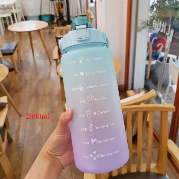 2 Liters Water Bottle Motivational Drinking Bottle Sports Water Bottle With Time Marker Portable Reusable Plastic Cups 900ml – Image 7