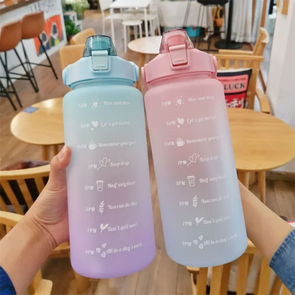 2 Liters Water Bottle Motivational Drinking Bottle Sports Water Bottle With Time Marker Portable Reusable Plastic Cups 900ml – Image 3