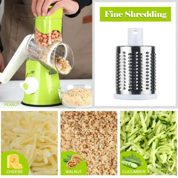 3-in-1 Safe Manual Vegetable Chopper Rotation Fruit Slicer Food Grater Potato Peeler Carrot Graters Multi-function Kitchen Tools – Image 3