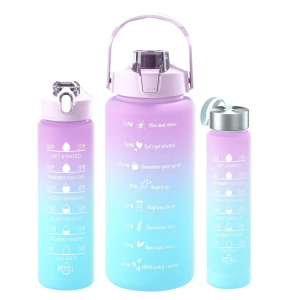 3PCS 2000ml 800ml 280ml Gradient Water Bottles Set Portable Motivational Sports Water Bottle With Time Marker Outdoor Fitness – Image 11