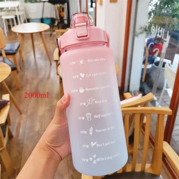 2 Liters Water Bottle Motivational Drinking Bottle Sports Water Bottle With Time Marker Portable Reusable Plastic Cups 900ml – Image 10