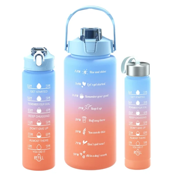 3PCS 2000ml 800ml 280ml Gradient Water Bottles Set Portable Motivational Sports Water Bottle With Time Marker Outdoor Fitness – Image 10