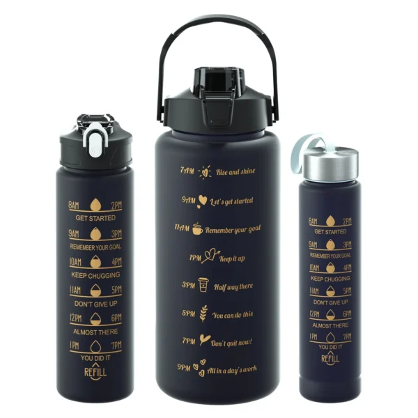 3PCS 2000ml 800ml 280ml Gradient Water Bottles Set Portable Motivational Sports Water Bottle With Time Marker Outdoor Fitness – Image 9