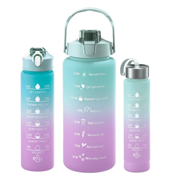 3PCS 2000ml 800ml 280ml Gradient Water Bottles Set Portable Motivational Sports Water Bottle With Time Marker Outdoor Fitness – Image 8