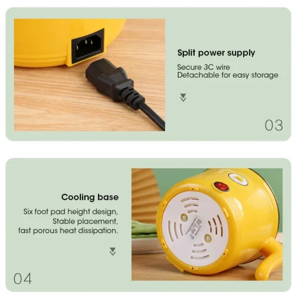 1.8L Electric Hot Pot Yellow duck Non-stick Pot Kitchen 1-2 People Cooking Pot Student Dormitory Household Electric Hot Pot – Image 5