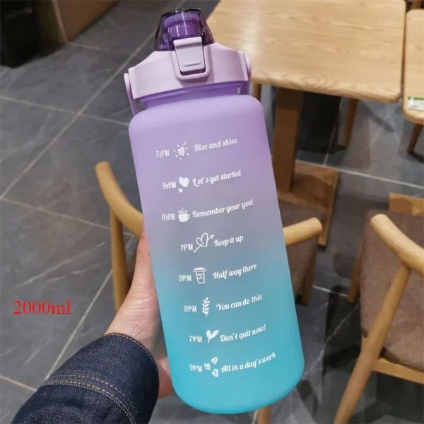 2 Liters Water Bottle Motivational Drinking Bottle Sports Water Bottle With Time Marker Portable Reusable Plastic Cups 900ml – Image 8