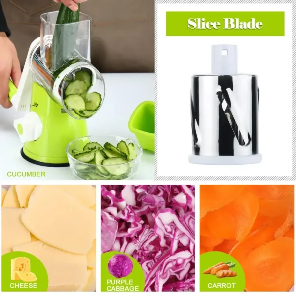 3-in-1 Safe Manual Vegetable Chopper Rotation Fruit Slicer Food Grater Potato Peeler Carrot Graters Multi-function Kitchen Tools – Image 4